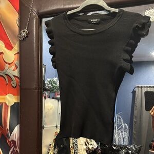 Elegant Black Ruffle Sleeve Top